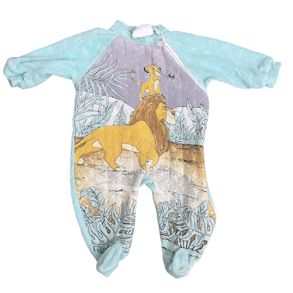 Rare 90s Vintage Lion King Onesie Simba Mufasa 9 12 Months Baby Pajamas Footie